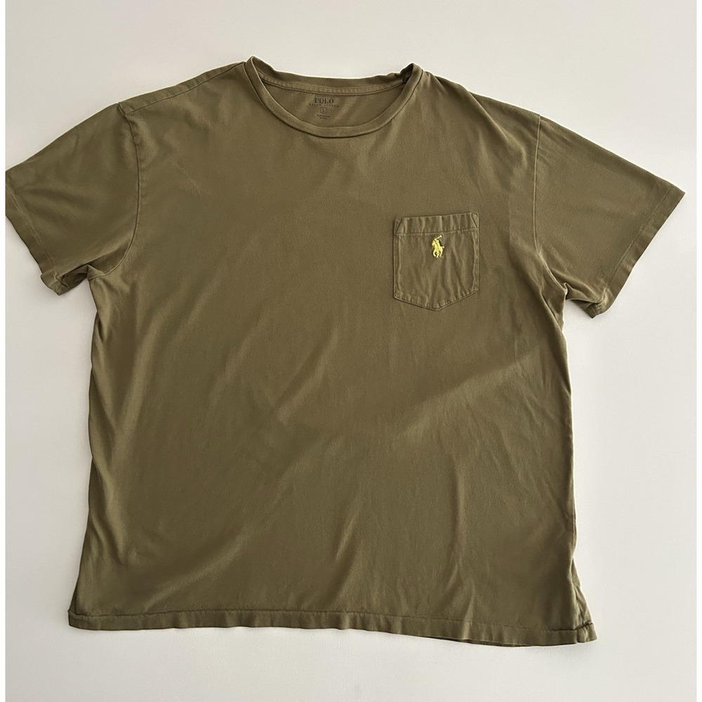 Polo Ralph Lauren Jersey Pocket T‑Shirt Cypress Olive‎ Yellow Pony Men's Size L